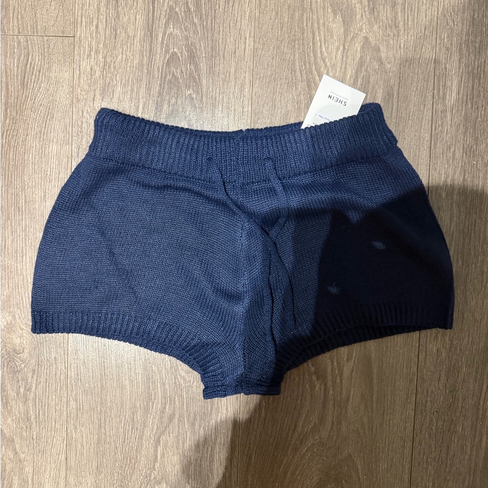 SHEIN navy knit tie shorts size M